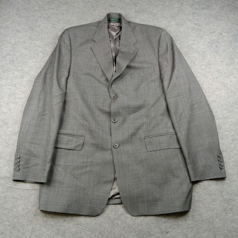 LRL Ralph Lauren Blazer Mens Large Gray Wool Cashmere 3 Button Suit Jacket